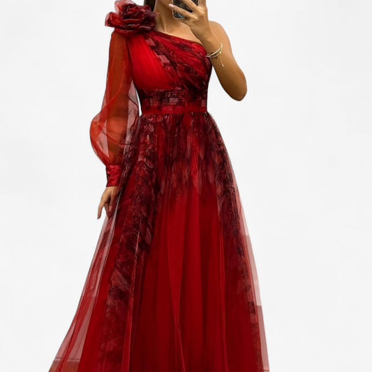 Alma elegant one-shoulder maxi dress