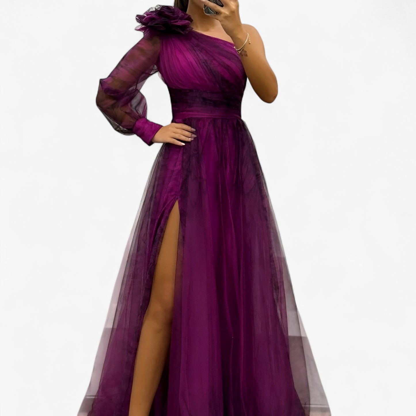 Alma elegant one-shoulder maxi dress